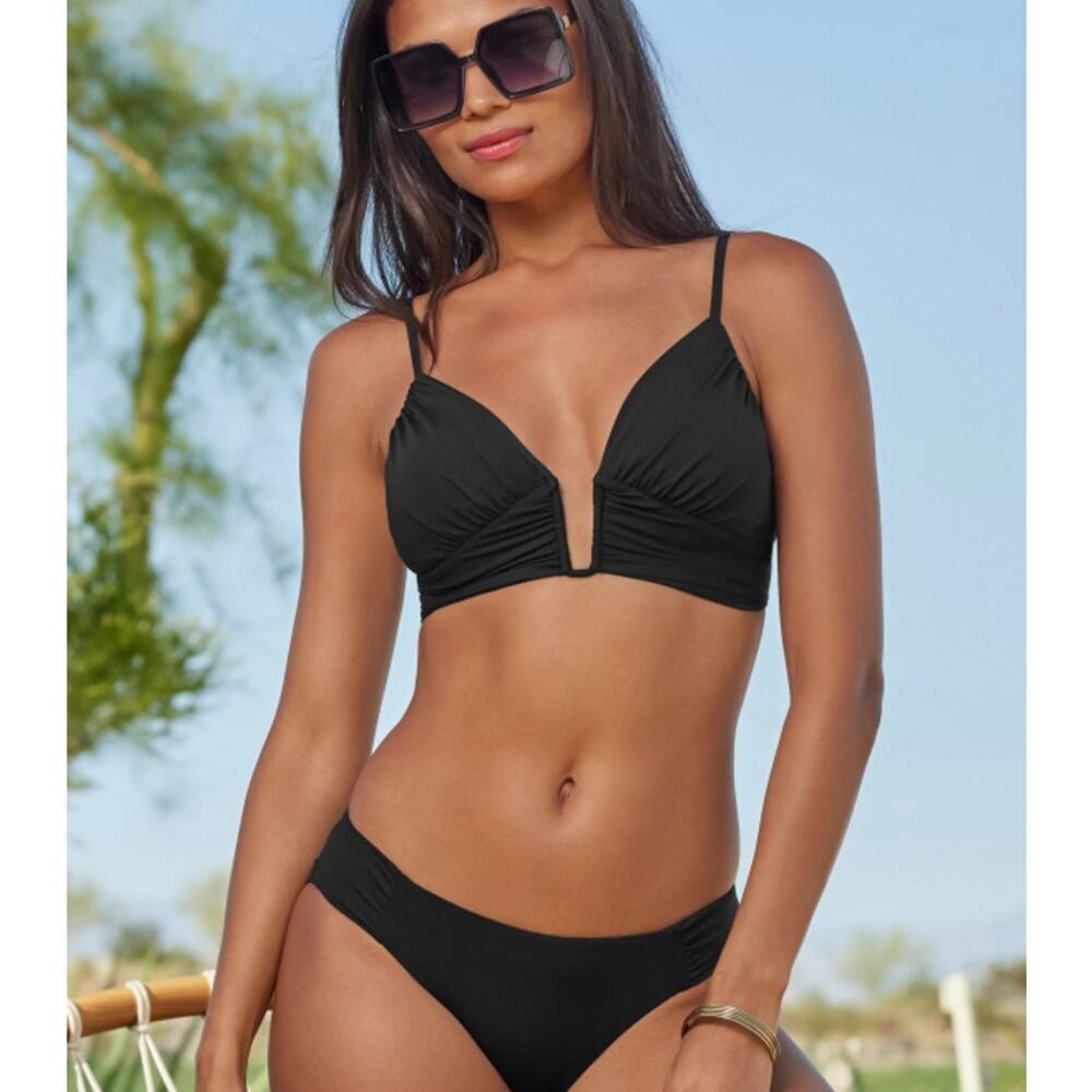 Becca Swim Phoebe Wire Front Bikini Top Black Size Medium NEW with Tags!